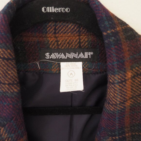 Vintage Savannah Wool Tartan Plaid Blazer Jacket sz 16 - Picture 4 of 7